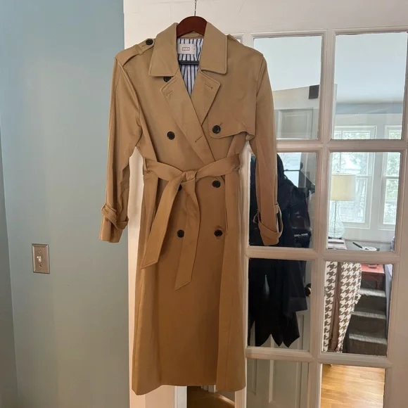 AYR Tan Double-Breasted Trench Coat - Picture 2 of 8